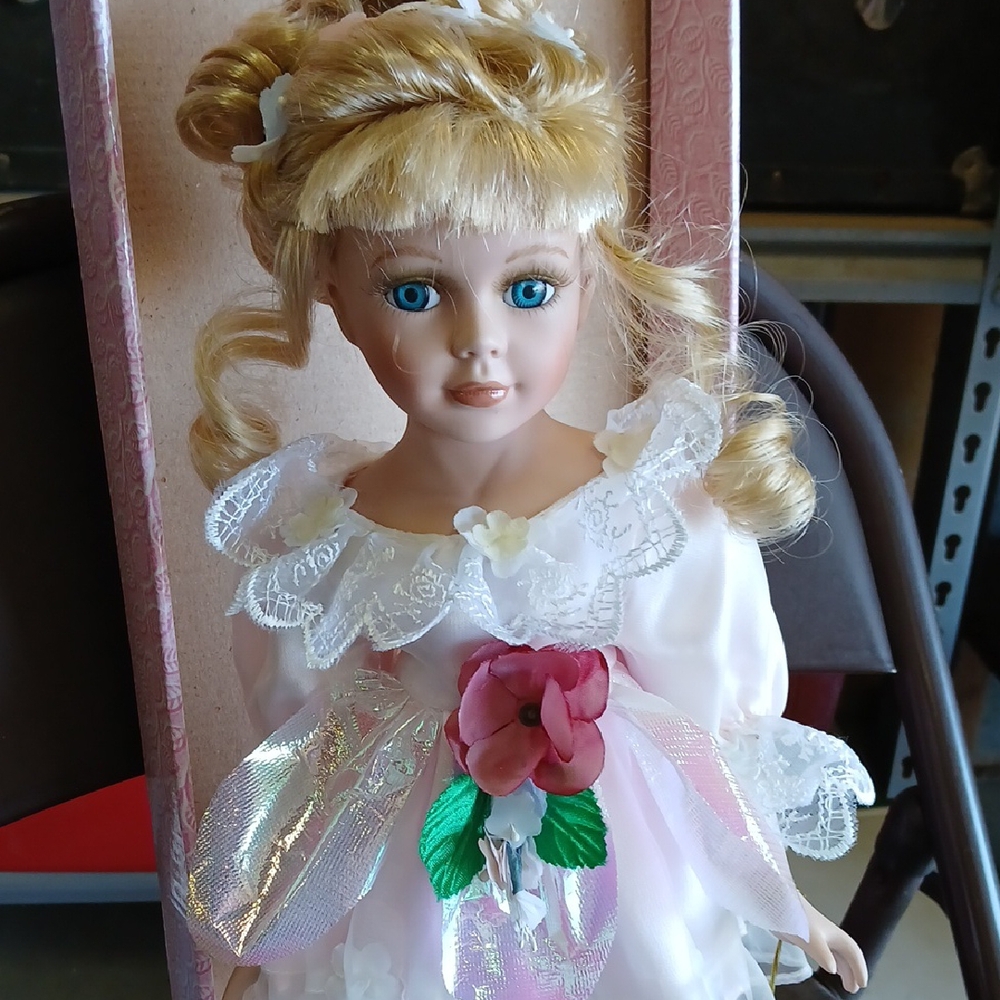 Elegant Pink and Cream Doll with Victorian Style